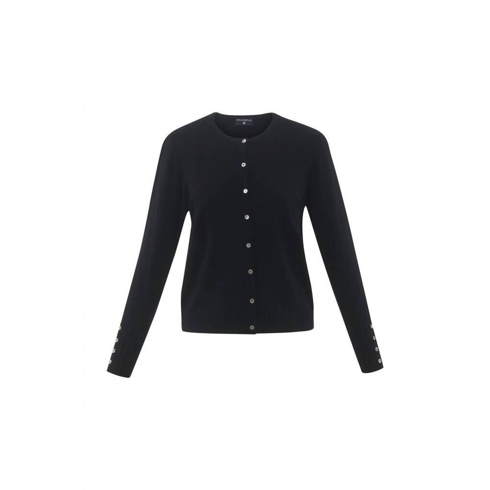 NEW MARBLE women's basic crewneck cardigan in black